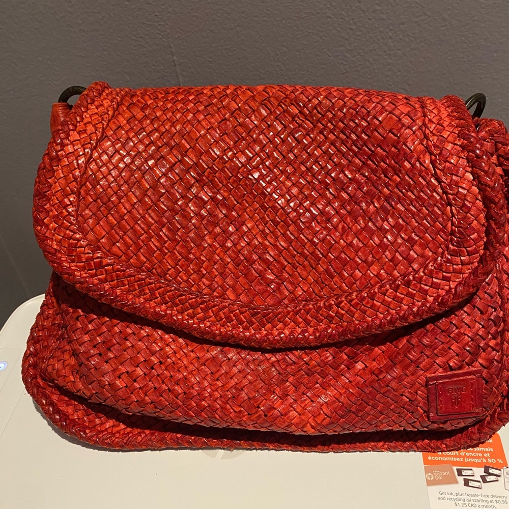 Frye Woven distressed Leather Satchel Handbag